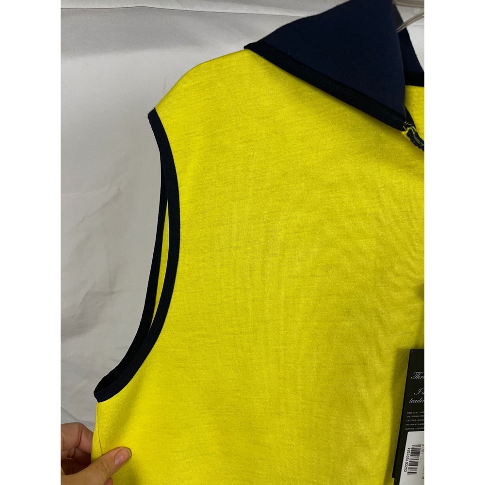 Greyson NWT Men's Pontiac Vest Radium Yellow Navy Trim Golf Full Zip- Large - Picture 6 of 9